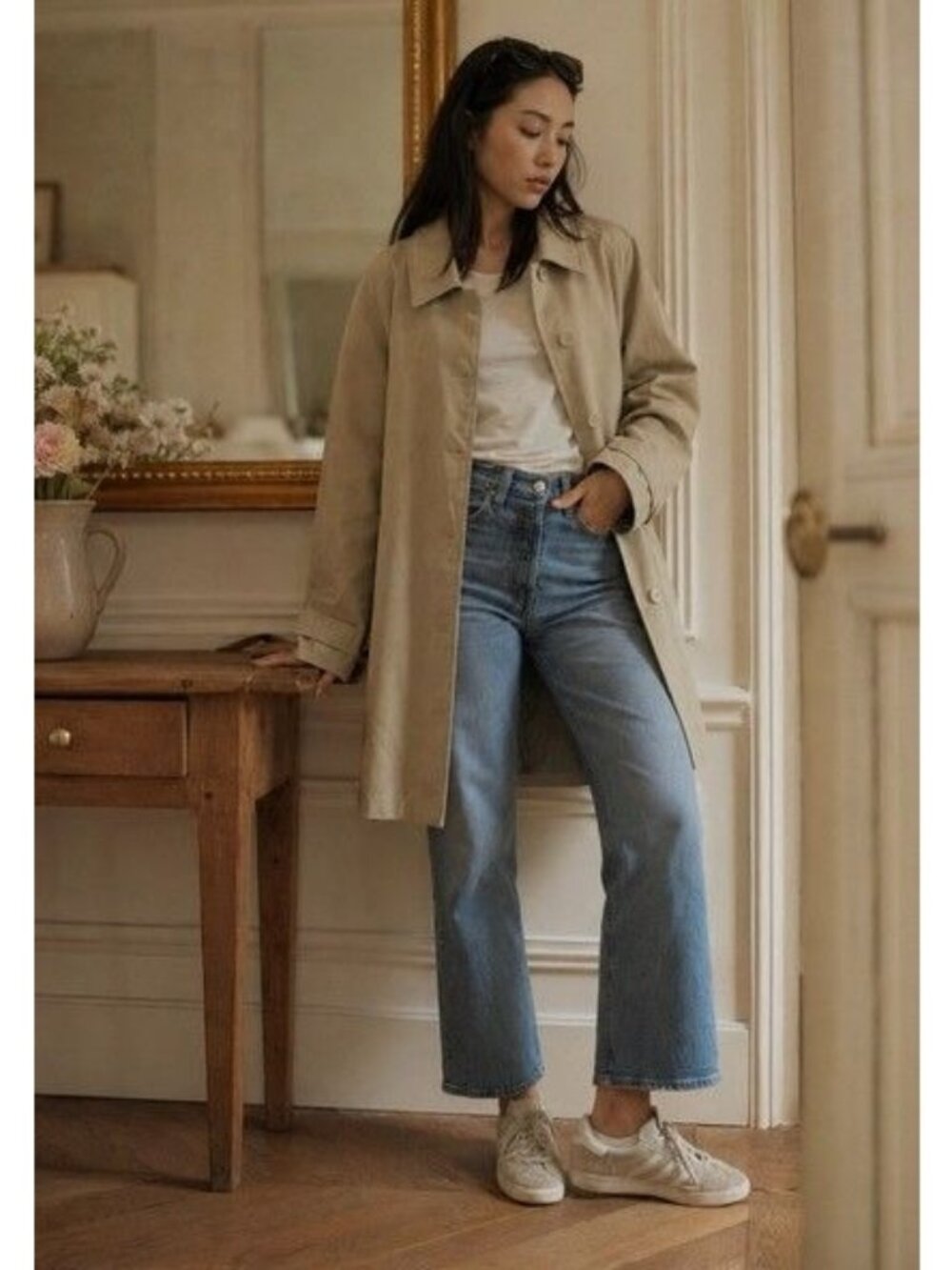 J. Jill Womens Coat Beige Linen Blend Button-Front Size XL Fall Casual Classic